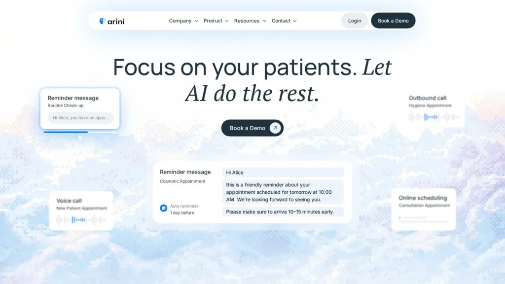 Arini website screenshot