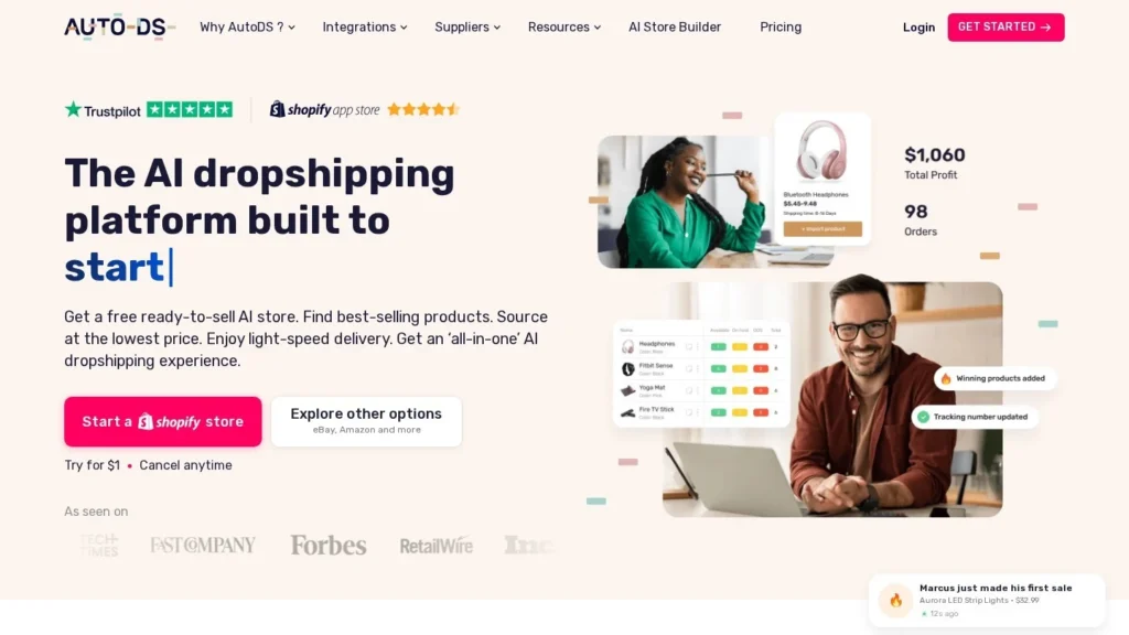 AutoDS website screenshot