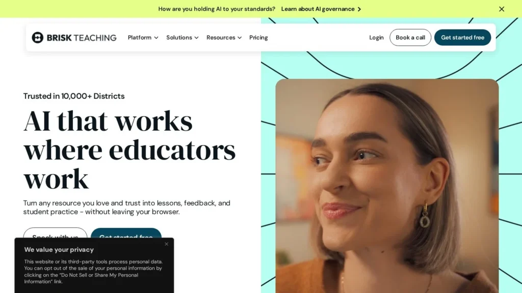 Brisk Teaching website screenshot