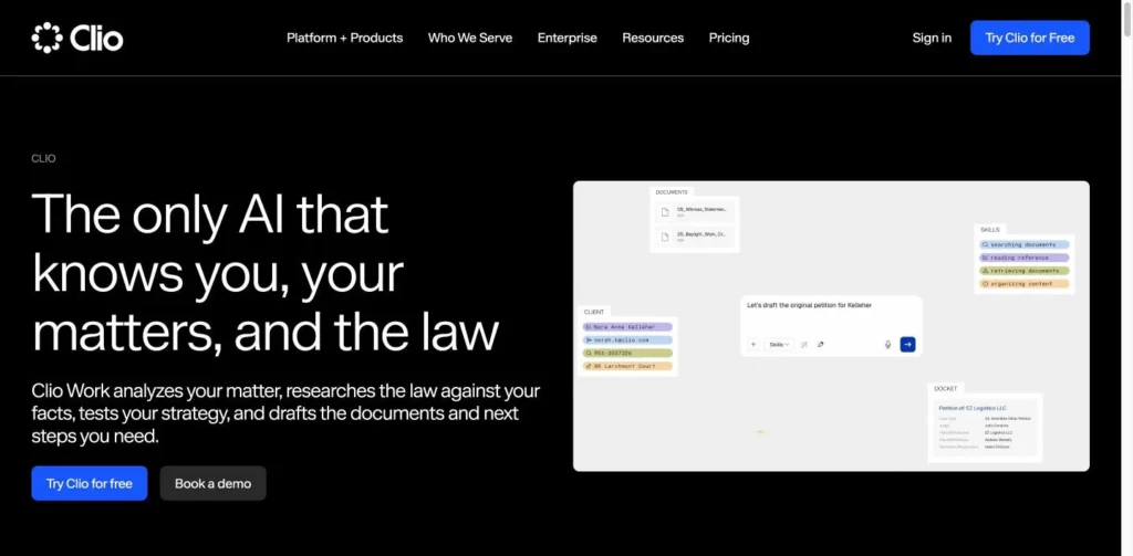 Clio Work website screenshot