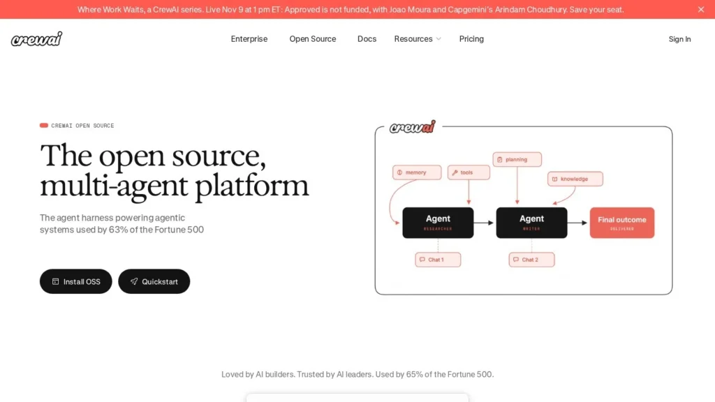 CrewAI website screenshot