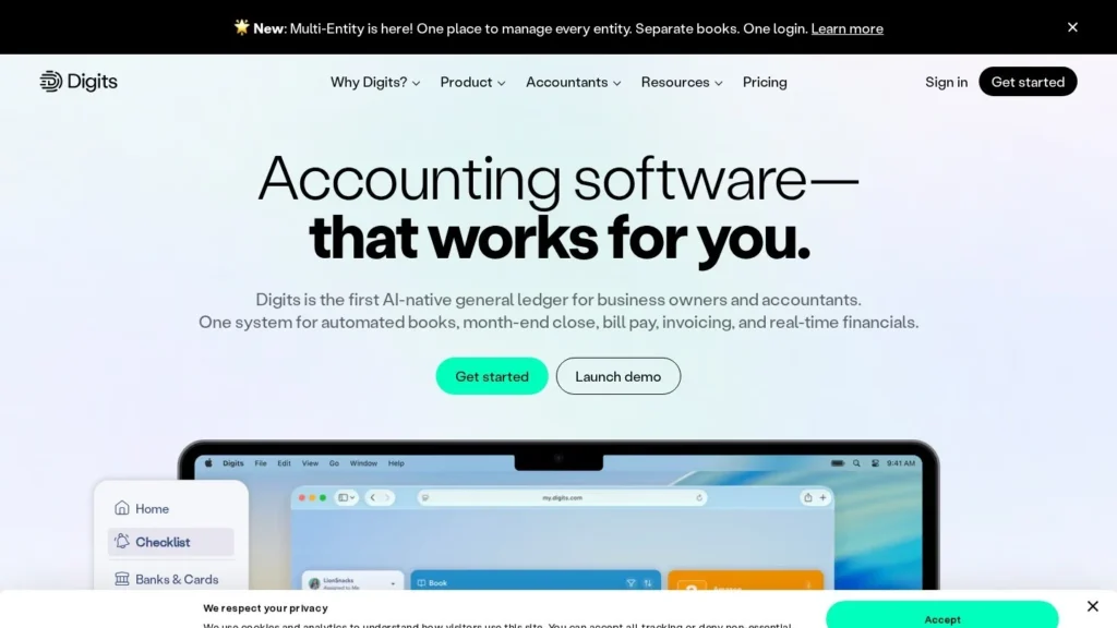 Digits website screenshot