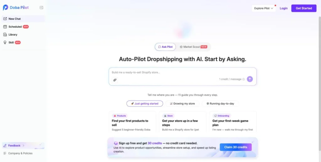 Doba Pilot website screenshot