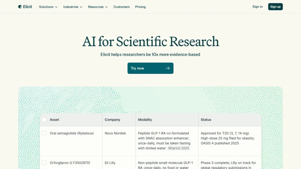 Elicit website screenshot
