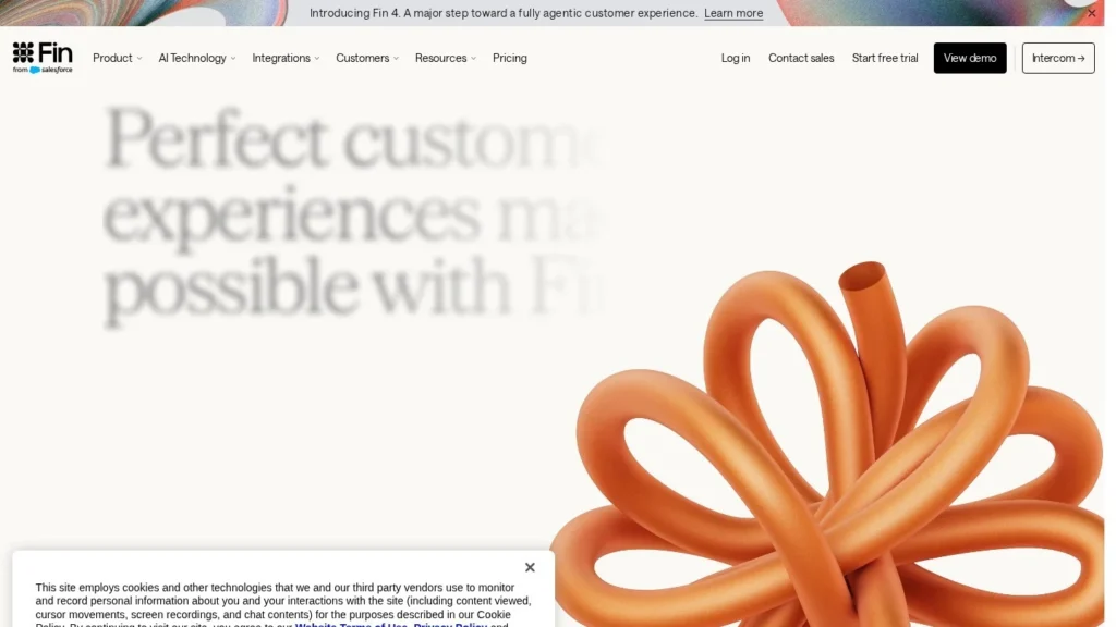 Fin AI Agent website screenshot