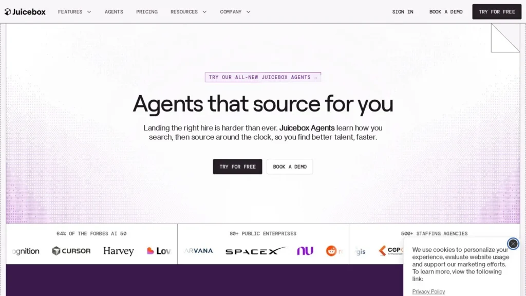 Juicebox (PeopleGPT) website screenshot
