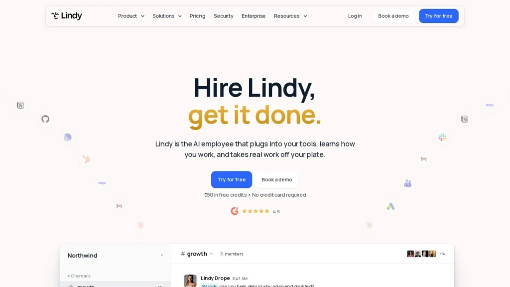 Lindy website screenshot
