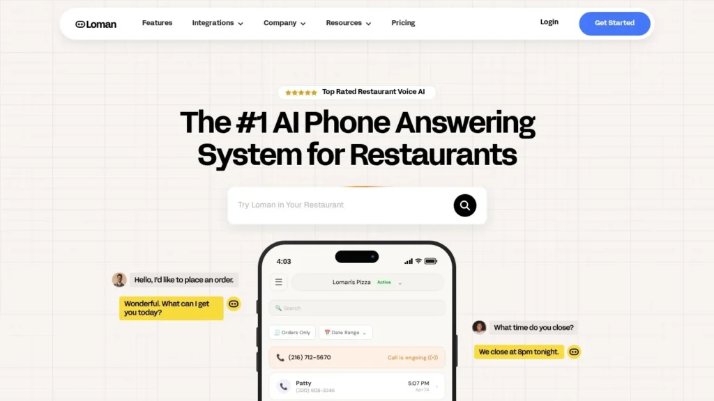 Loman AI website screenshot