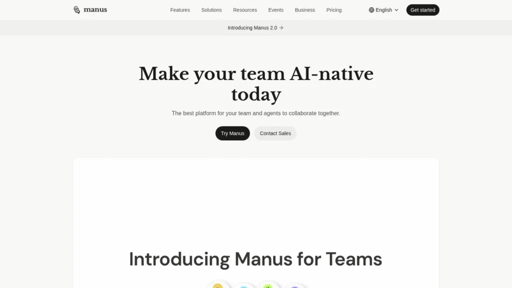 Manus website screenshot