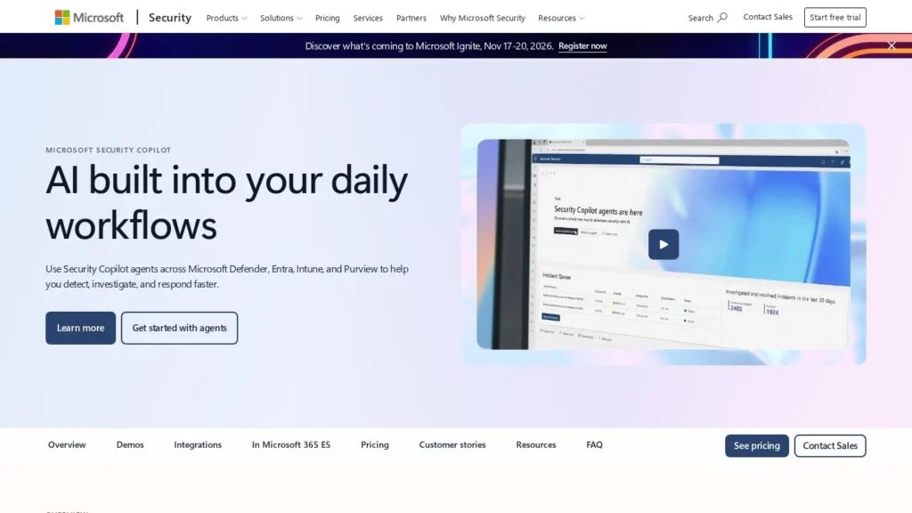 Microsoft Security Copilot website screenshot