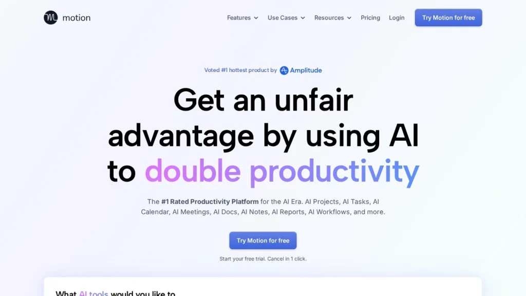 Motion AI Employees website screenshot
