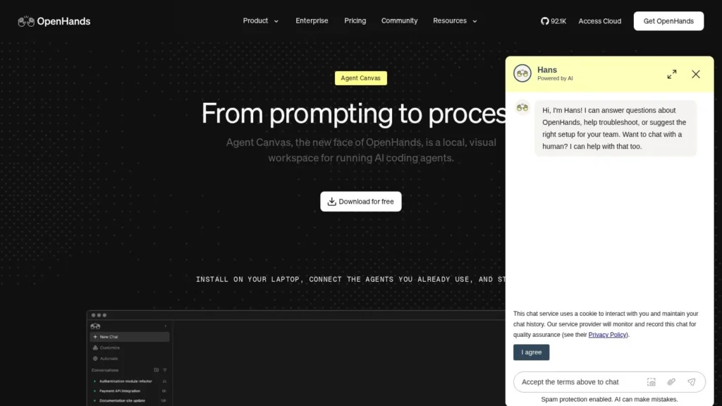 OpenHands website screenshot