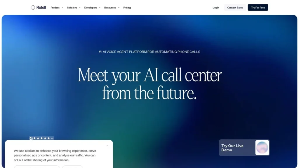 Retell AI website screenshot
