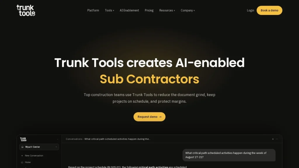 Trunk Tools website screenshot
