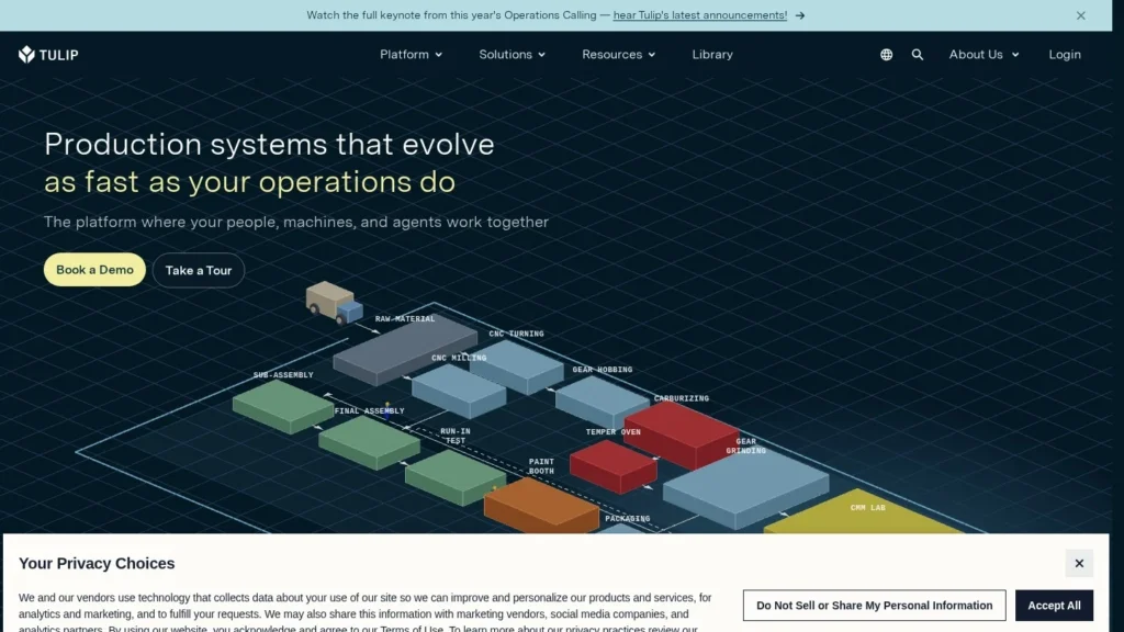 Tulip AI Agents website screenshot