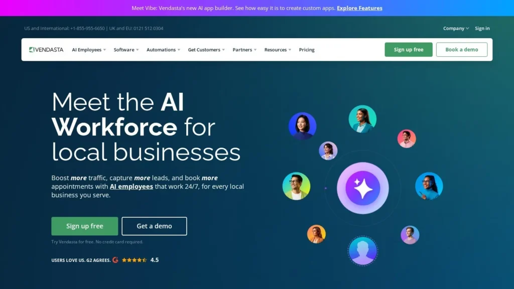 Vendasta AI Employees website screenshot