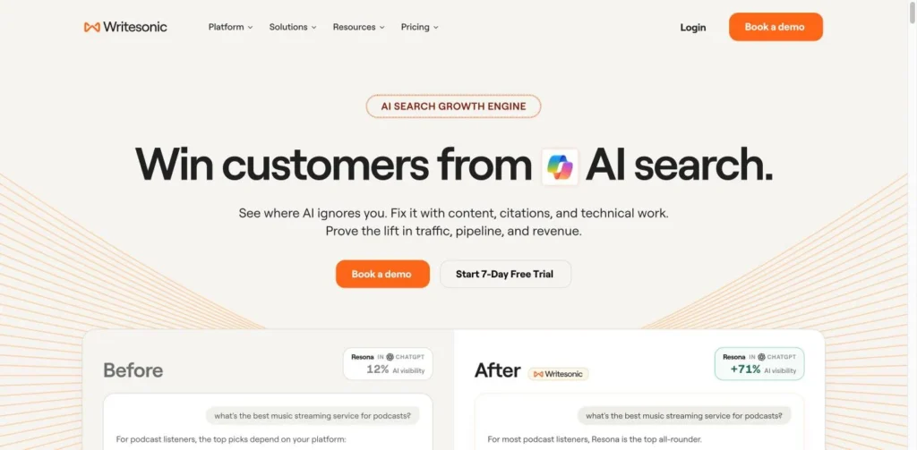 Writesonic website screenshot