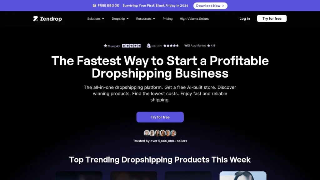 Zendrop website screenshot